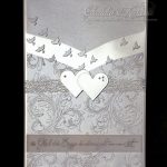 Unikatanfertigung: Herzen auf Ornament silber/weiss | Hochzeitskarte